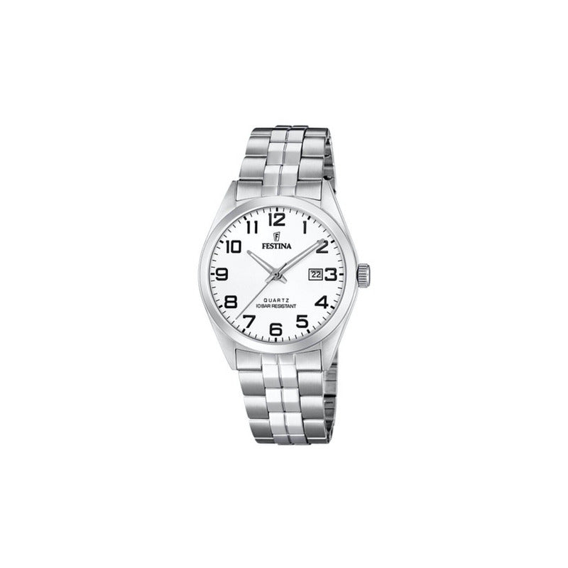 Reloj Festina Hombre Colección Acero Clásico F20437/1 Color De La Correa Plateada Color Del Bisel Plateado Color Del Fondo Blanco