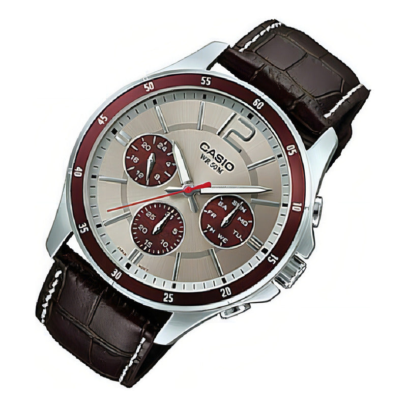 Reloj Casio Mtp1374l-7a1vdf Cuarzo Hombre Color De La Correa Marrón Oscuro