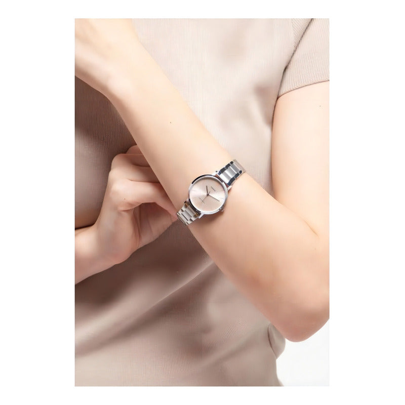 Reloj Casio Ltp-vt01d-4budf Cuarzo Mujer Color De La Correa Plateado Color Del Bisel Plateado Color Del Fondo Rosa Plata