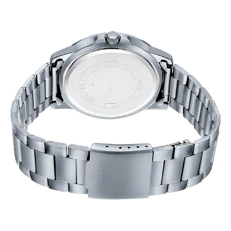 Reloj Hombre Casio Mtp-vd300d-1e Plateado Original Color Del Fondo Negro