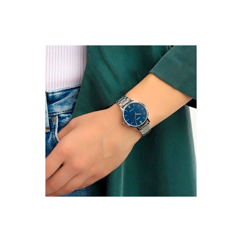 Reloj Mujer Casio Ltp-vt01d-2b Relojesymas Plateado Azul Marino