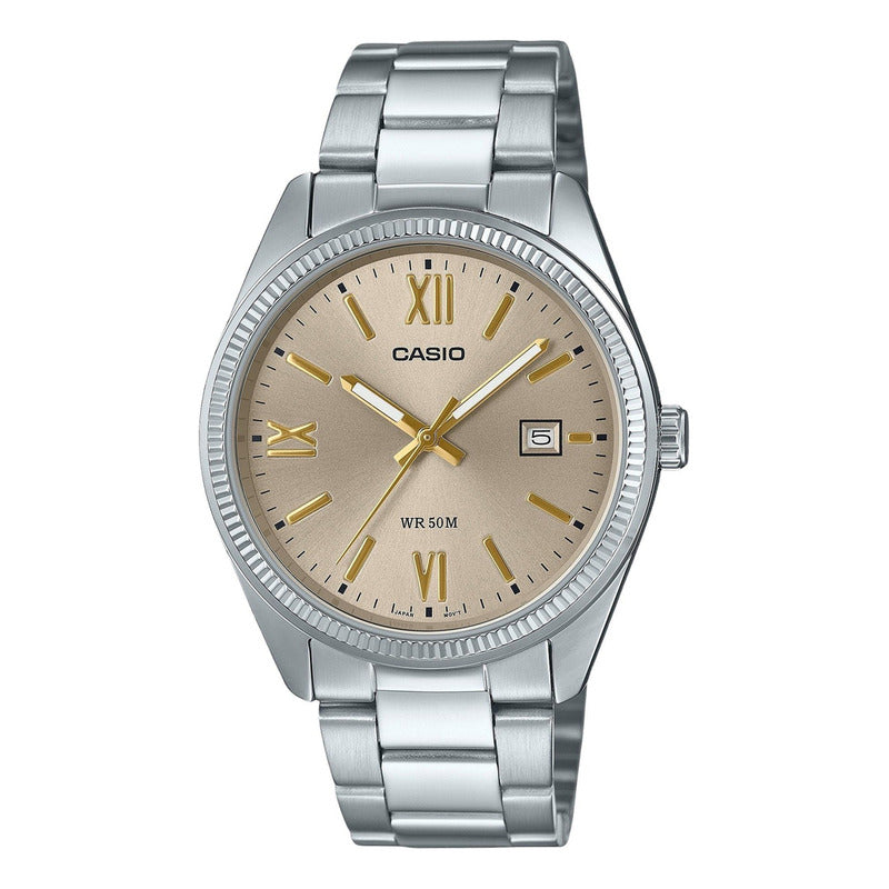 Reloj Casio Metal Hombre Mtp-1302dd-9av Nuevo Original Plateado Crema