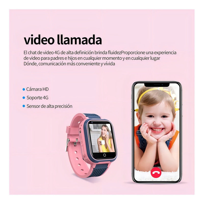 Smartwatch 4g U8 Lt21-pk Rosa Gps Niños Videollamada Resistente Agua Rosa/gris Gris