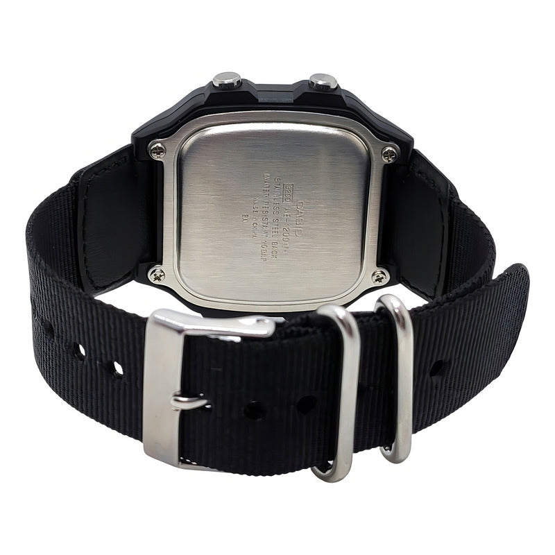 Reloj Pulsera Digital Casio Ae-1200whb-1b Con Correa De Tela Color Negro - Bisel Verde