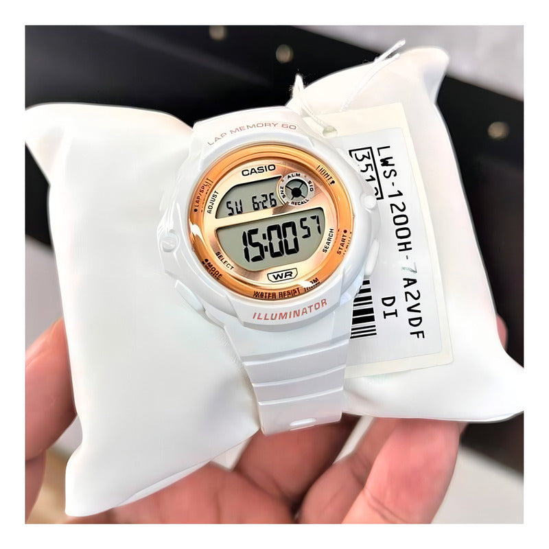 Reloj Casio Digital Lws-1200h-7a2 60 Laps 100m Casiocentro Blanco