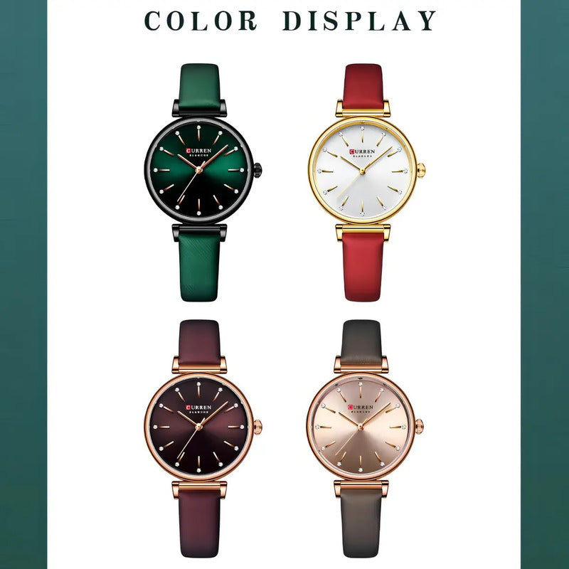Reloj Curren Esportivo Para Mujer Con Correa De Cuero Black/green