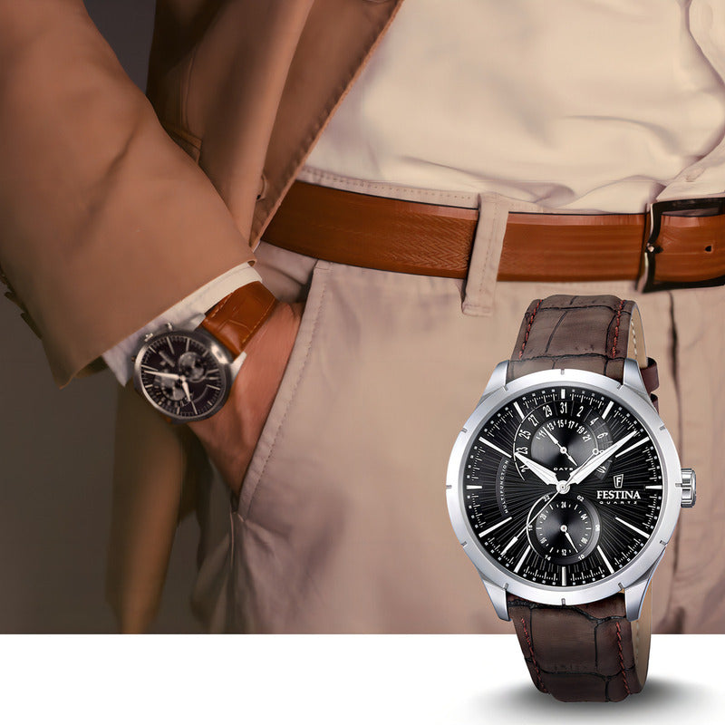 Reloj F16573/4 Festina Hombre Retro Plateado Negro