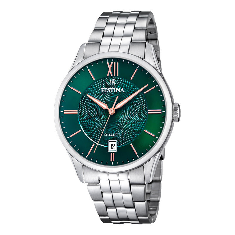 Reloj Festina F20425/7 Plateado Hombre Original Verde Plateado