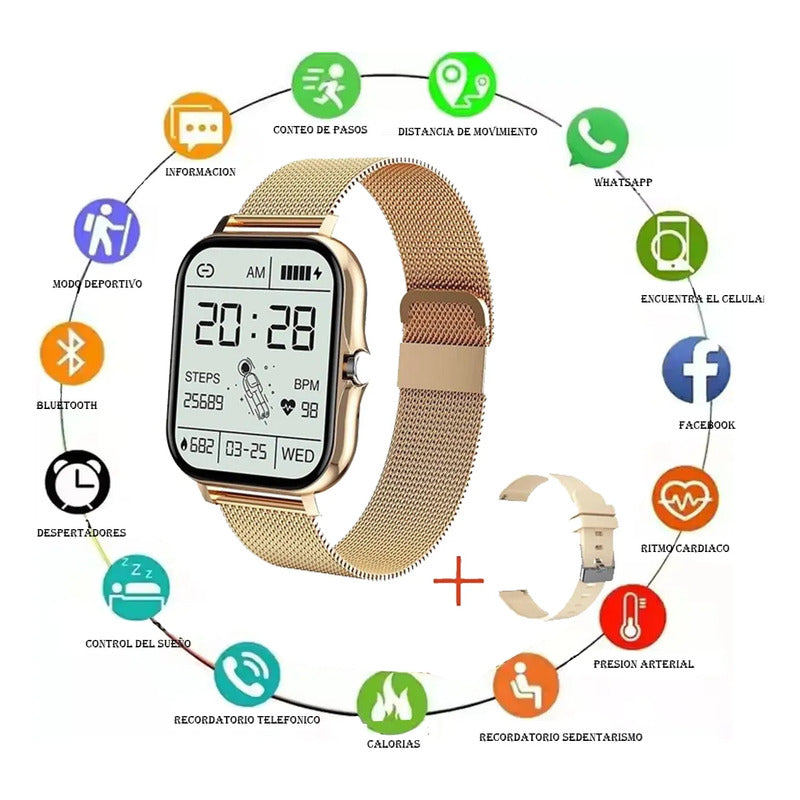 Smart Watch Bluetooth Derwye Dorado Mas Correa Dorado Milanés
