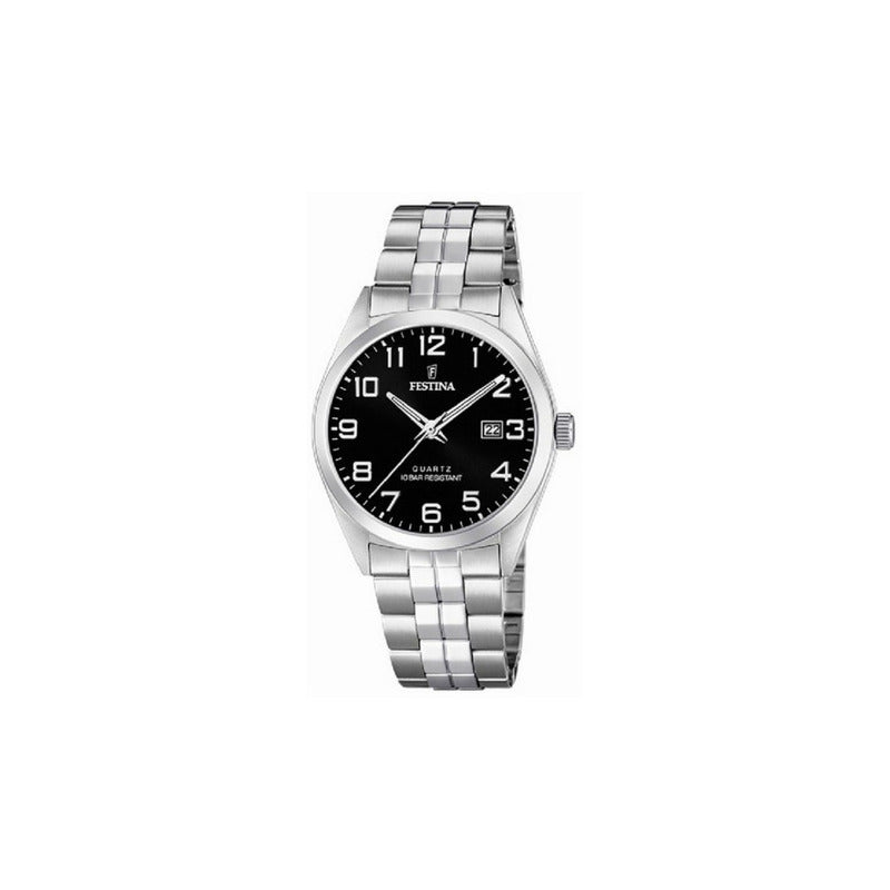 Reloj Festina F20437/4 Hombre Acero Clasico Calendario Plateado Negro