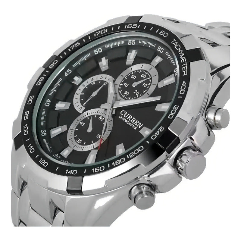 Reloj Curren 8023slbk Plateado Hombre Relojesymas