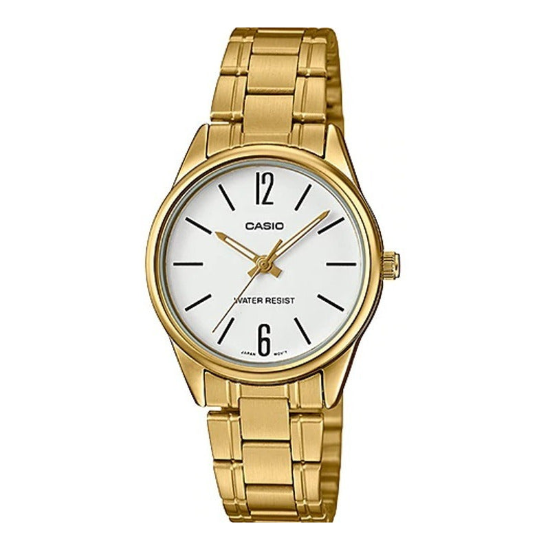 Reloj Casio Ltp-v005g-7b Mujer Dorado Análogo Dorado Blanco Ltp-v005g-7b
