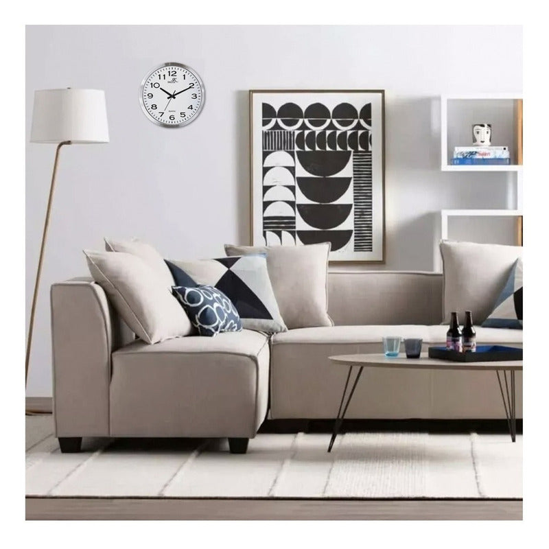 Reloj Pared Metal Siklos Gc1201 30cm Silencioso Relojesymas Color De La Estructura Plateado Color Del Fondo Blanco