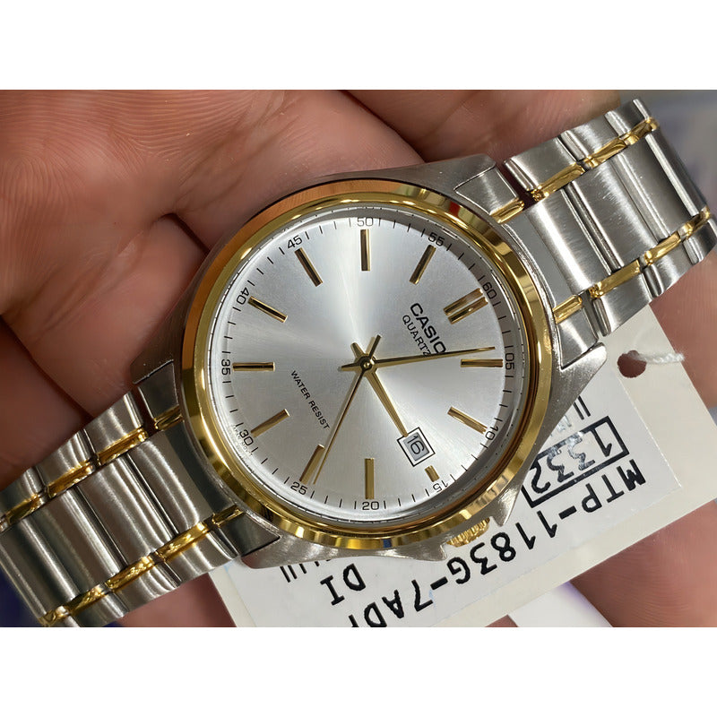 Reloj Análogo Casio Mtp-1183g-7a Fechador Silver Gold Hombre