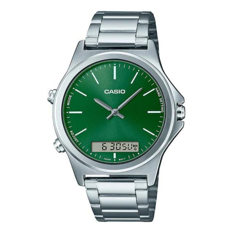 Reloj Casio Hombre Mtp-vc01d-3eudf Original Plateado Verde