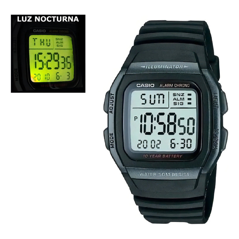 Reloj Casio Hombre W-96h Colores Surtidos/relojesymas Color Del Bisel Negro 1b Gris