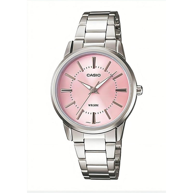 Reloj Casio Dama Ltp-1303d-4a Agente Oficial Caba Plateado Rosa