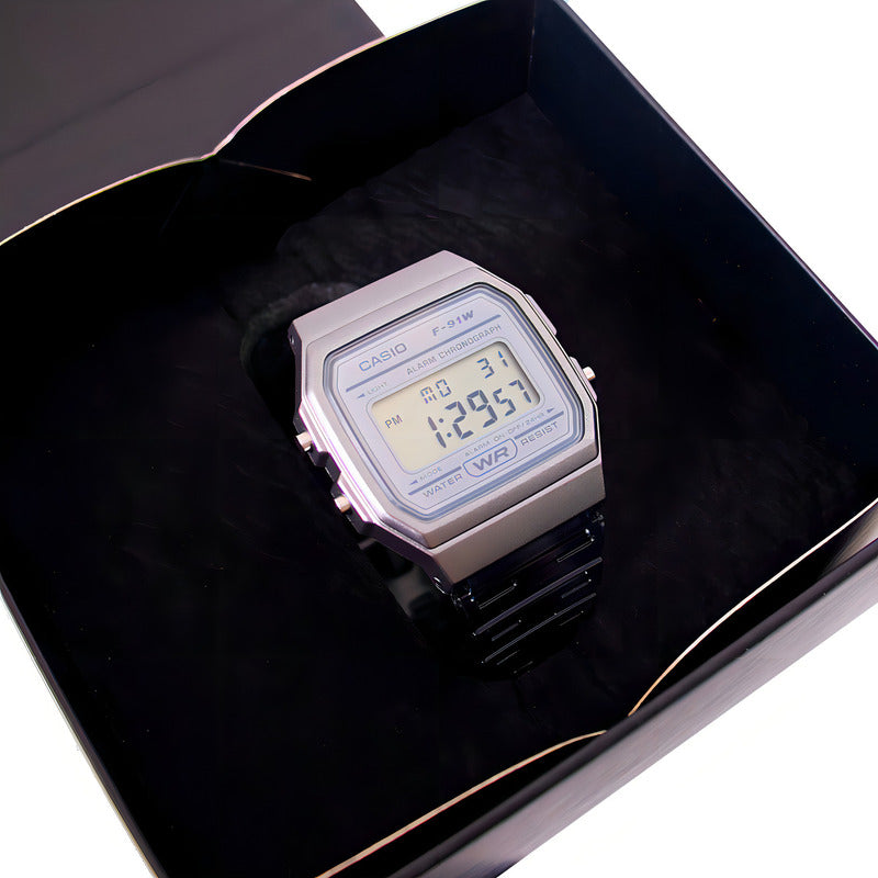 Reloj Pulsera Casio Collection F-91ws-7 Transparente Plateado Gris
