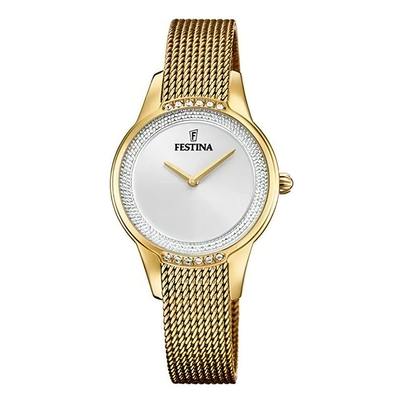 Reloj Festina Mademoiselle Dorado Piedras Mujer F20495.1 Blanco