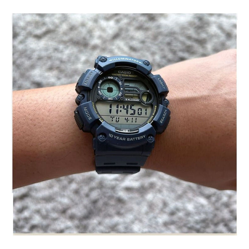 Reloj Casio Digital Ws-1500h-2a Datos Lunares Modo De Pesca Color De La Malla Azul