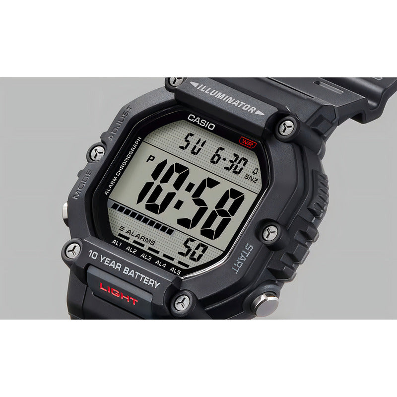 Reloj Casio Digital Ae-1600h-1a Hombre Resina Negro 100m Fondo Ámbar Ae-1600h-1a