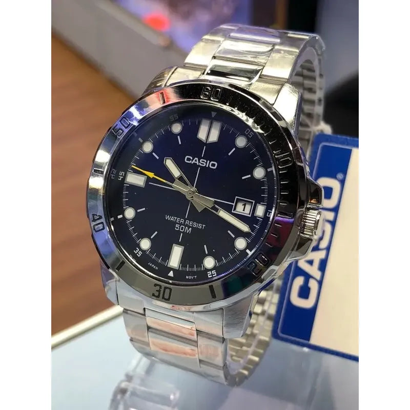Casio Mtp-vd01d-2ev Reloj Hombre Sumergible Analogico Acero Inox Plateado Negro