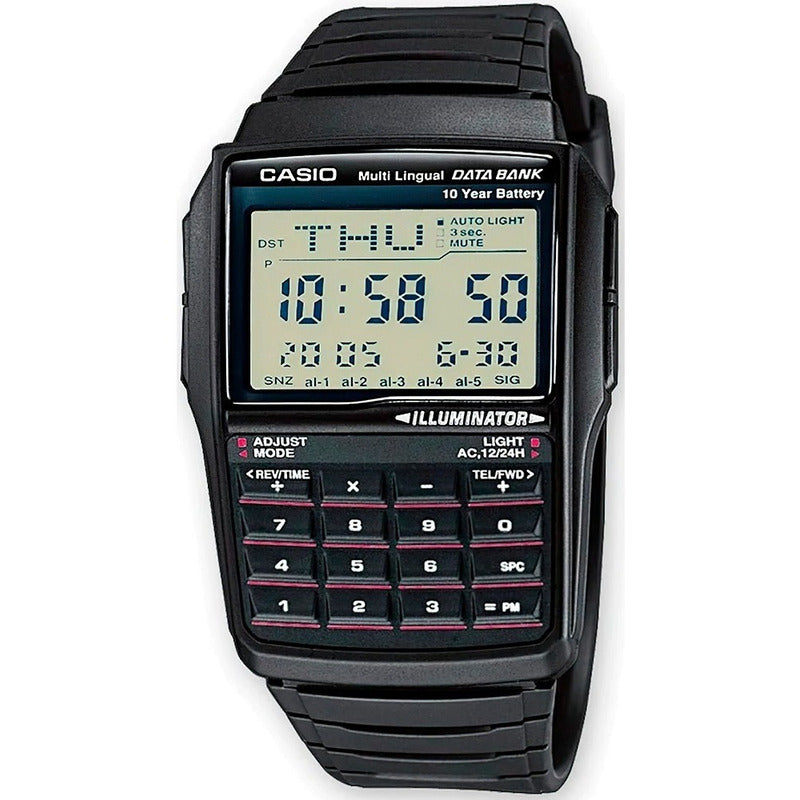 Reloj Calculadora Casio Data Bank Dbc-32-1 Relojesymas Negro Gris