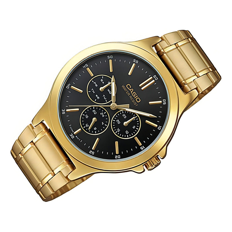 Reloj Casio Mtp_v300g_1a Cuarzo Hombre Color De La Correa Dorado