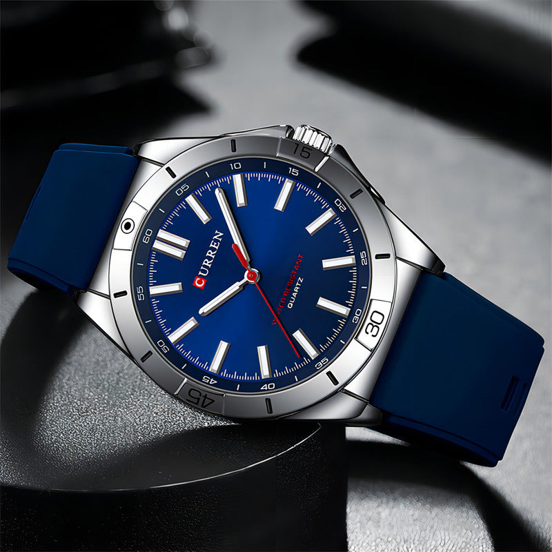Reloj Pulsera Curren 8449 Con Correa De Silicona Fondo Azul