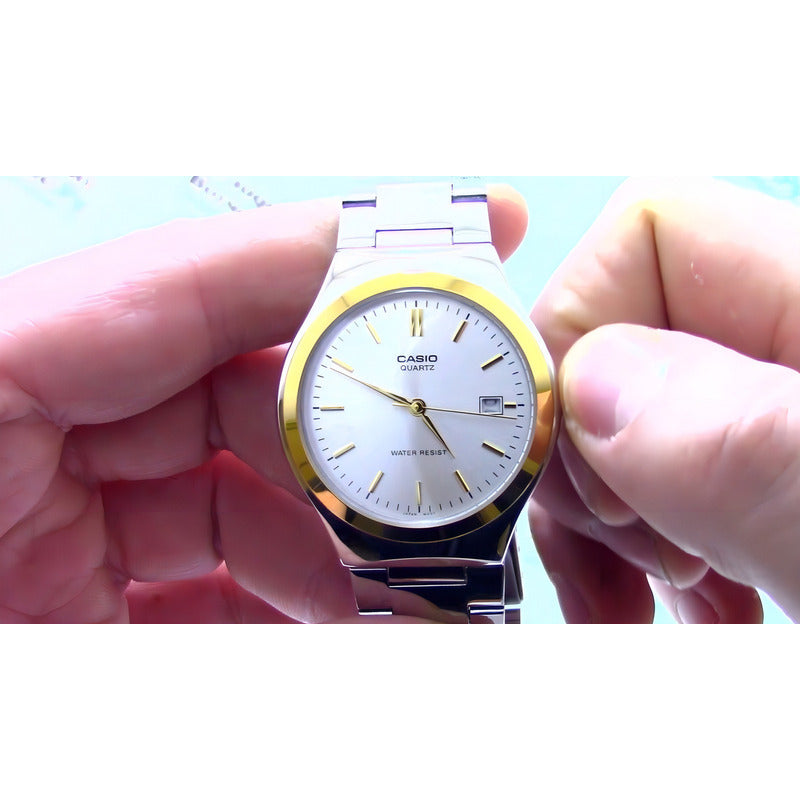 Reloj Análogo Casio Mtp-1183g-7a Fechador Silver Gold Hombre