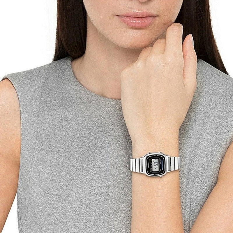 Relojes Pulsera Casio Dama La-670wa-1d Original Plata Negro