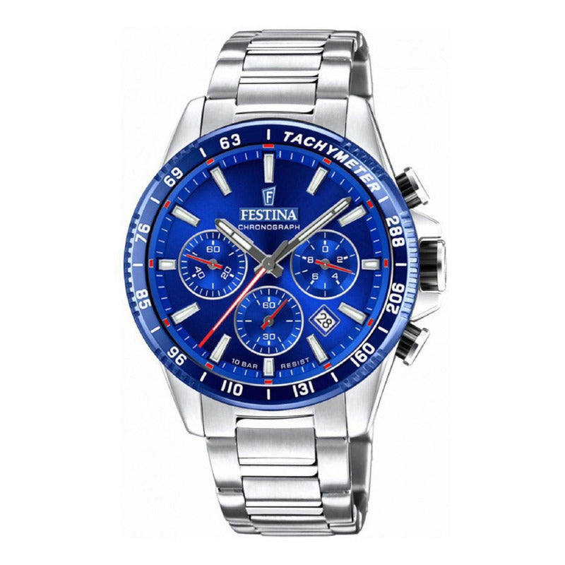 Reloj Festina Timeless Cronografo Azul Electico F20560.3 Plateado