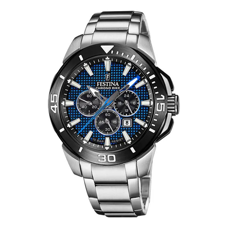 Reloj Festina Hombre F20641/c Chrono Bike Original Plateado Negro Azul