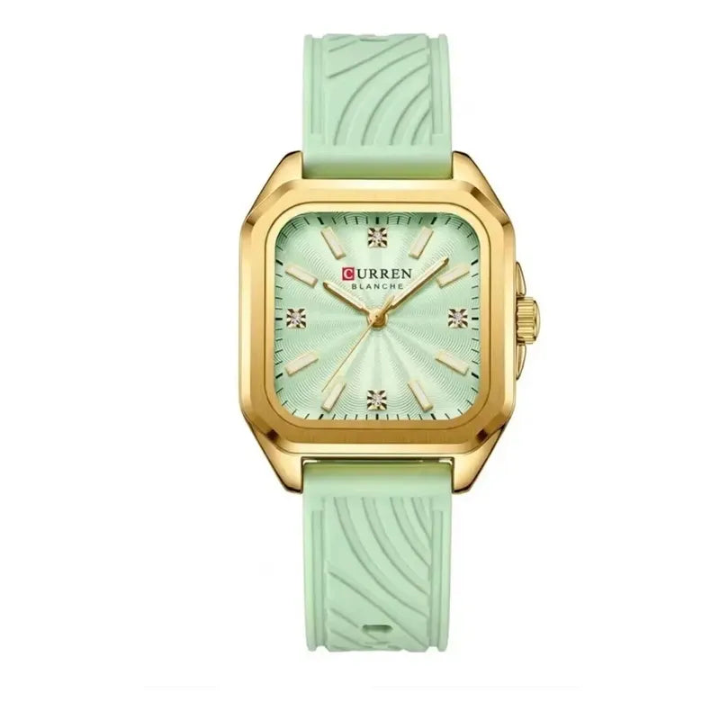 Reloj Para Mujer Curren 9113 Kree4502 Dorado Verde Claro