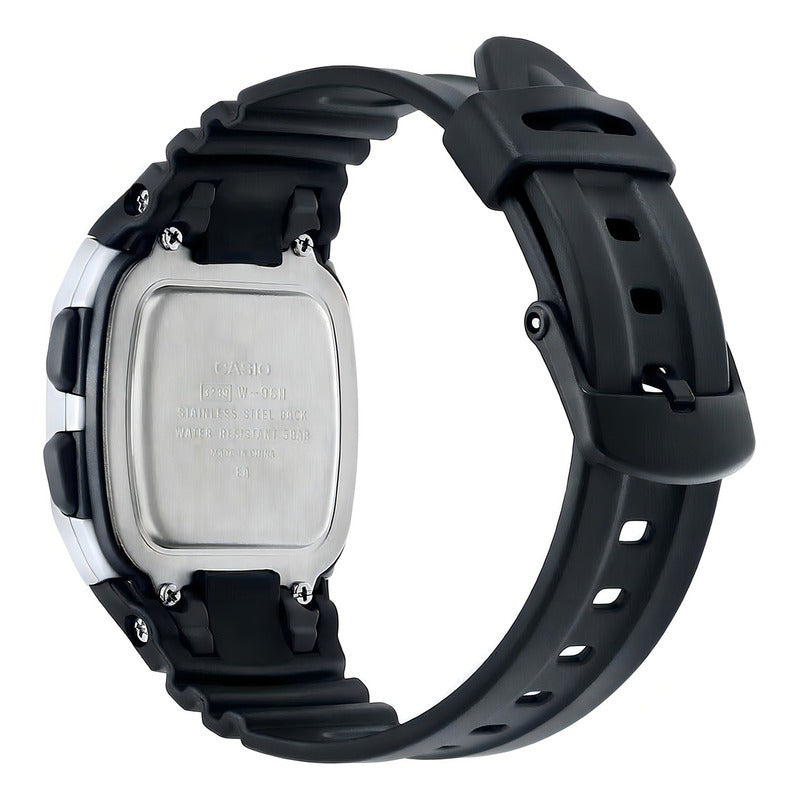Reloj Casio Hombre Retro W-96h-1a 10 Años De Bateria Grat Color Del Fondo Agua Negro Plateado