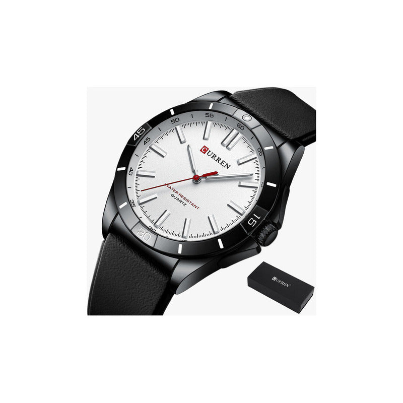 Reloj Pulsera Curren 8449 Con Correa De Silicona Fondo Negro/blanco