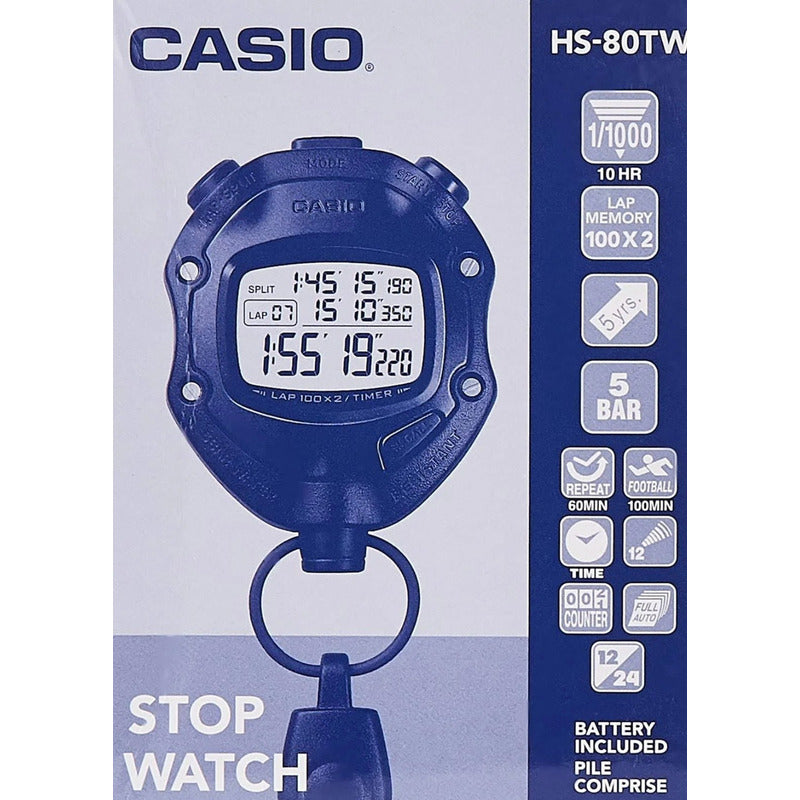 Cronometro Casio Hs-80tw Negro 100 Laps Digital
