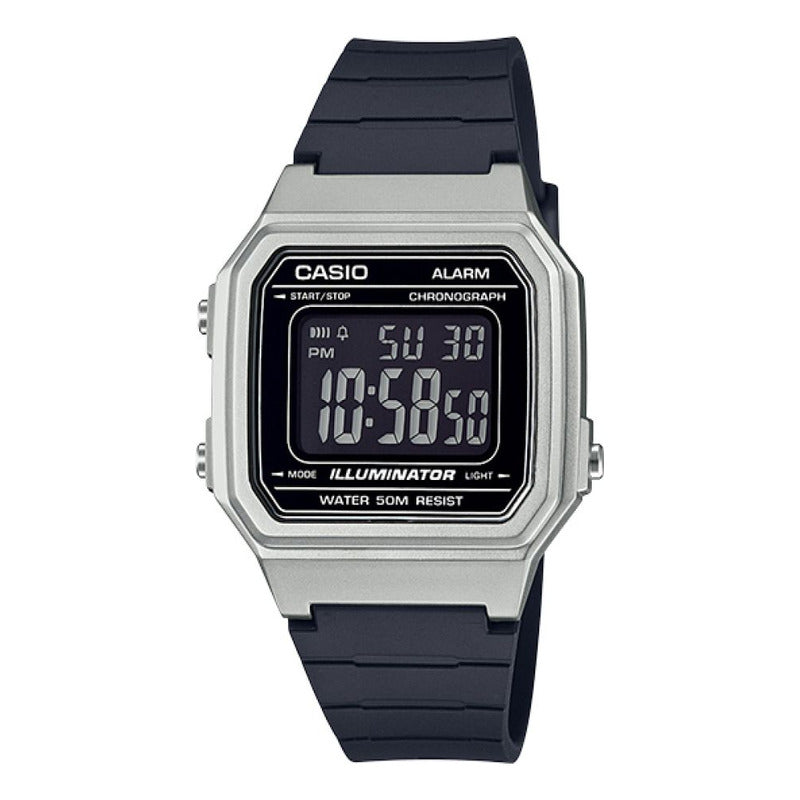 Reloj Casio Digital Cuarzo W-217hm, Con Correa Negra Y Resistente Al Agua Negro Plata