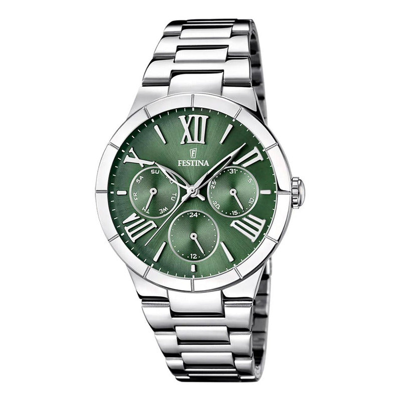 Reloj Para Mujer Festina Boyfriend F16716/5 Plateado Verde