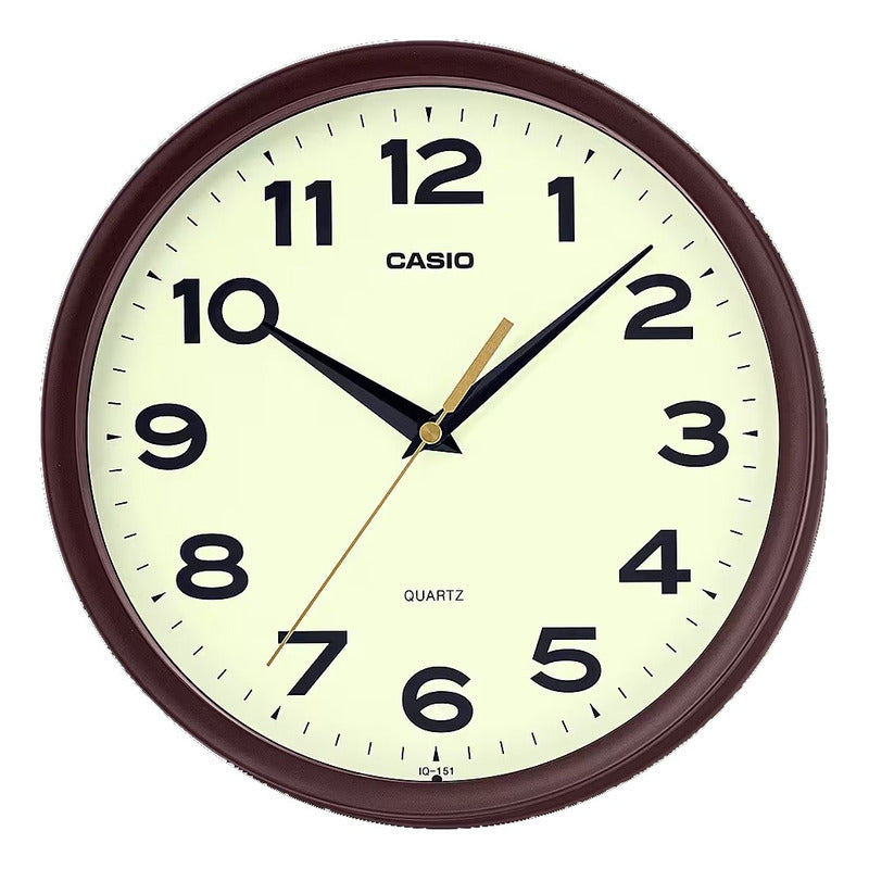 Reloj De Pared Casio Silencioso Iq-151-5 Original Café Blanco