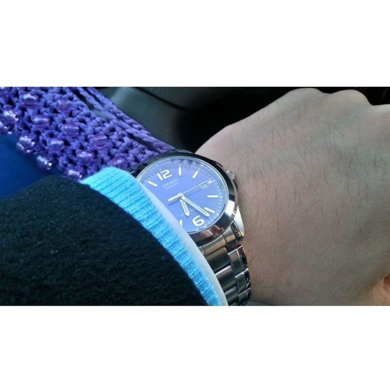 Reloj Mujer Casio Ltp1215a2a 100% Original Plateado Gris Azul