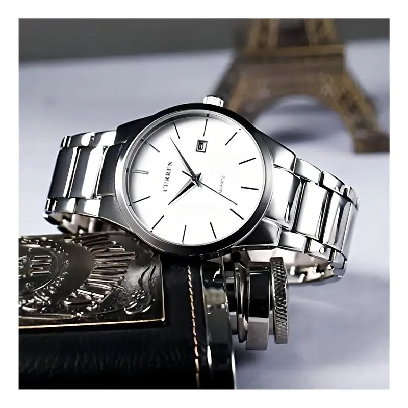 Reloj Curren Krea101902 8106-4 Cuarzo Hombre Plateado Blanco