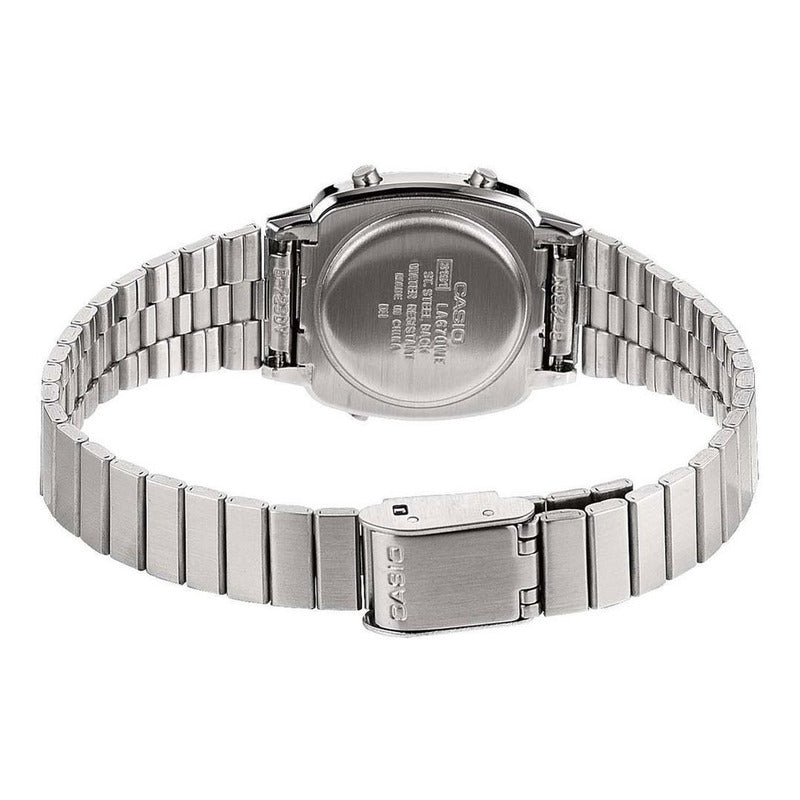 Reloj Casio La670wa-1df Vintage Mini Plateado Fondo Negro Plata Negro Plateado