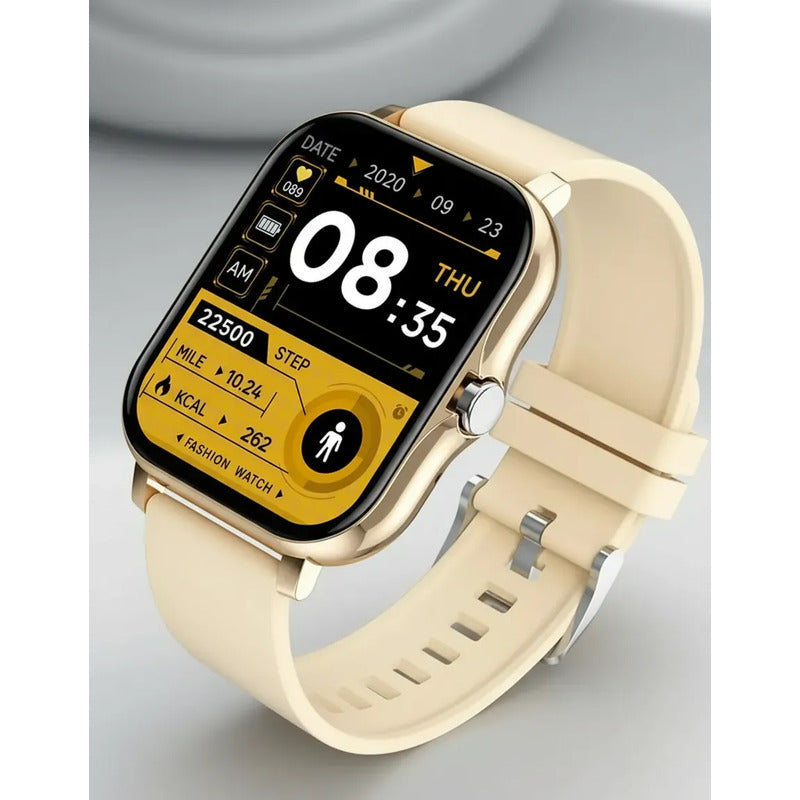 Smart Watch Bluetooth Derwye Crema Dorado