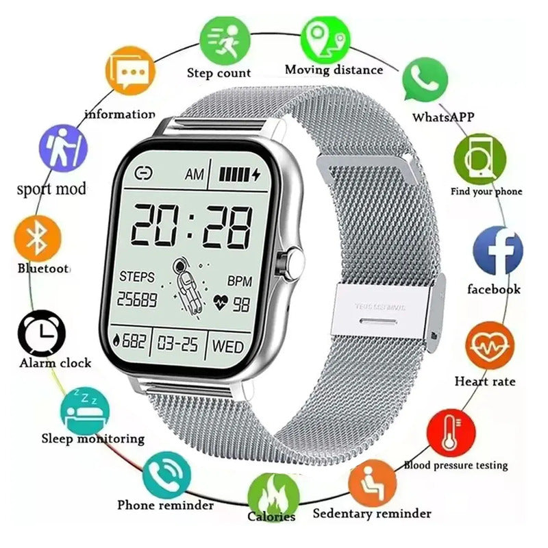 Smart Watch Bluetooth Derwye Plateado Milanés