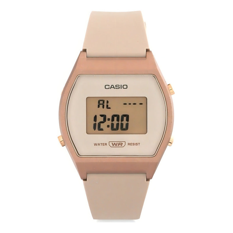 Reloj Pulsera Digital Casio Lw-204 Con Correa De Resina Color Rosa - Bisel Oro Rosa