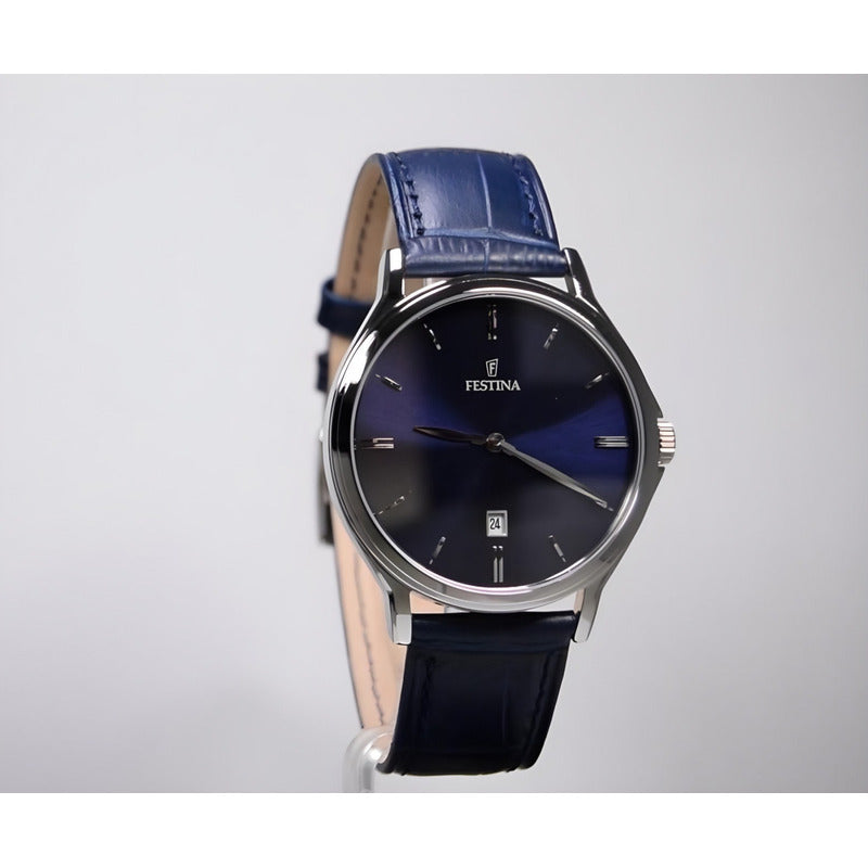 Reloj F16745/3 Festina Hombre Correa Clasico /marisio Correa Azul Bisel Plateado Fondo Azul