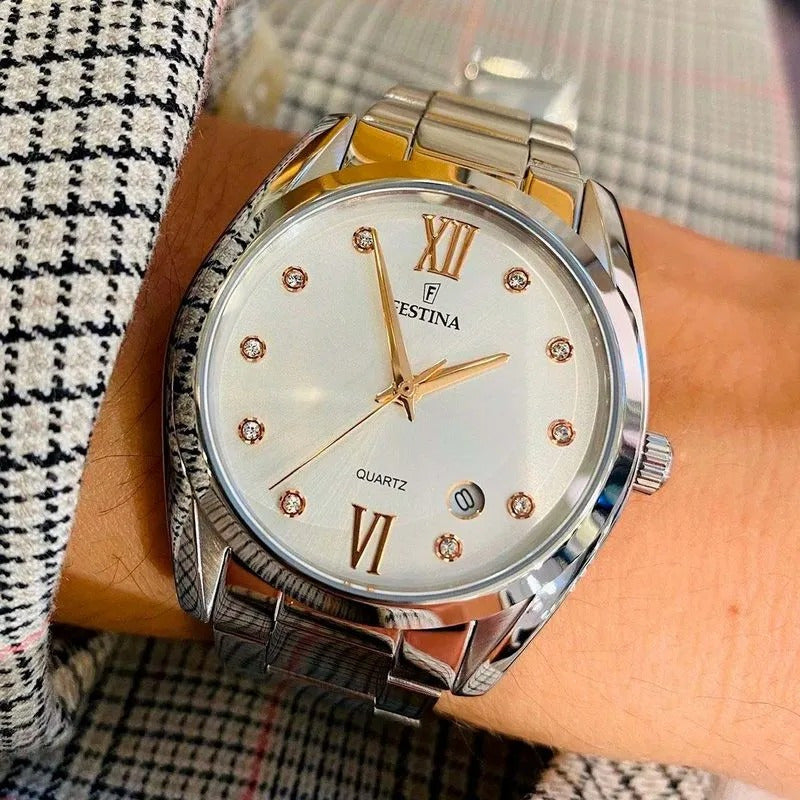 Reloj Festina Mujer Acero Con Piedras F16790/a Plateado Blanco