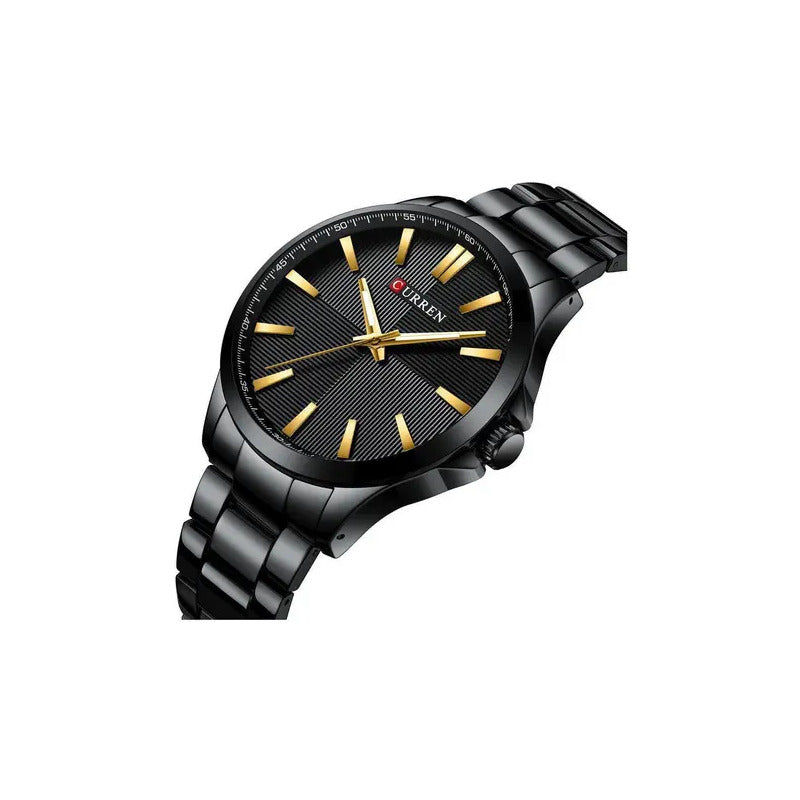 Reloj Analógico Curren 8322 Para Hombre, Negro Y Dorado