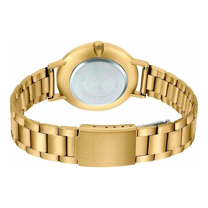 Reloj Casio Para Mujer De Acero Inoxidable Dorado Con Fondo Rosado
